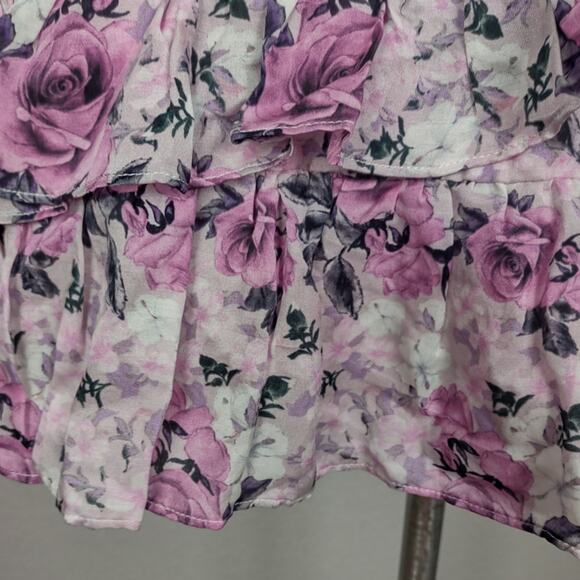 LoveShackFancy Emma Ruffle Mini Skirt Purple Floral Silk Blend Size Small - Picture 13 of 13